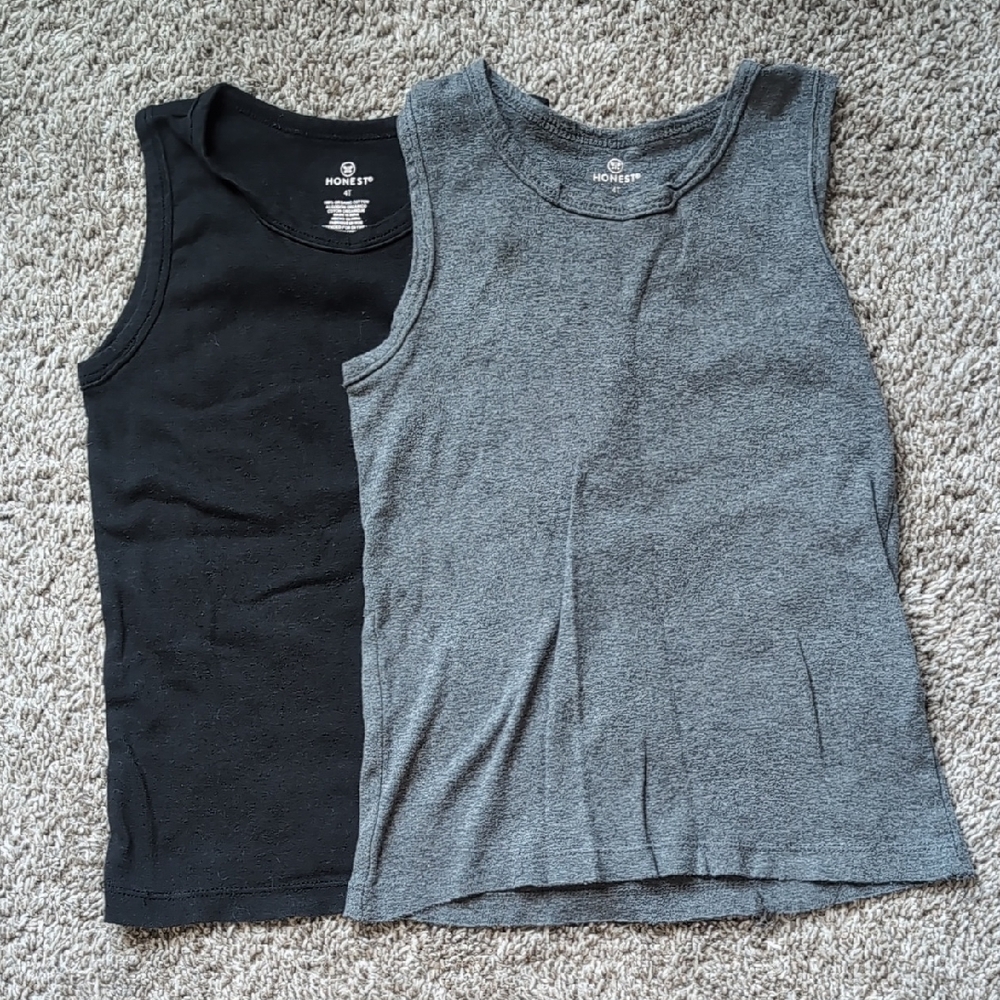The Honest Company Black and Gray Tank Tops Classic Sleeveless Design (For 2)